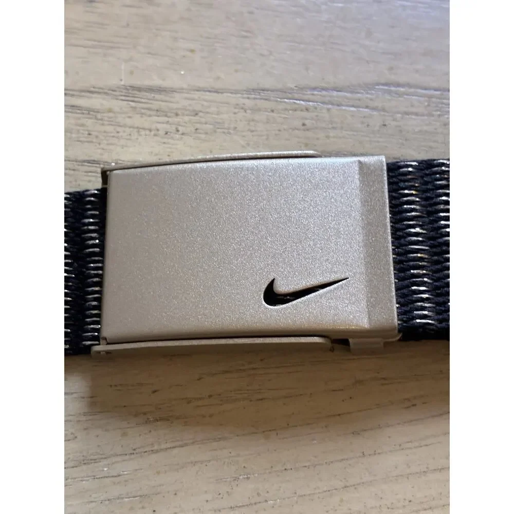 Nike Men's Golf Web Belt Black & Gold Reversible Adjustable Bottle Opener Buckle